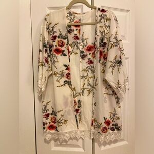 White Kimono with Flower Design
